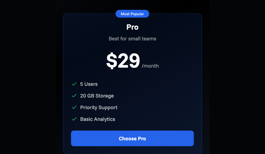 Basic Pricing Plans Component