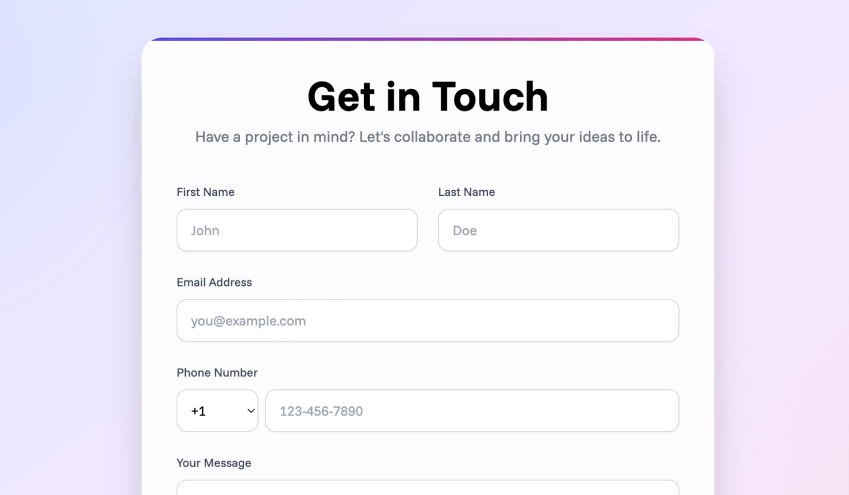 Contact Us Form Component