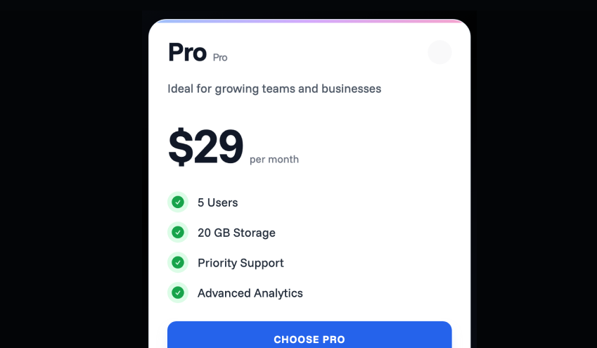 Stylish Pricing Plan Component